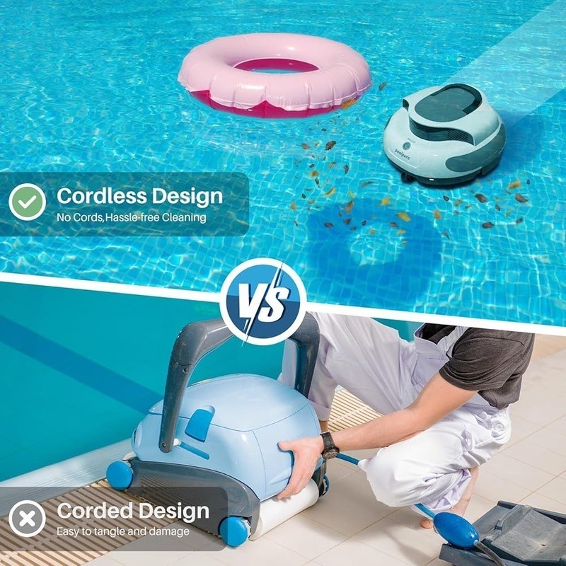 Cordless Robotic Pool Cleaner 5000mAh Battery 120min Runtime Automatic Vacuum US