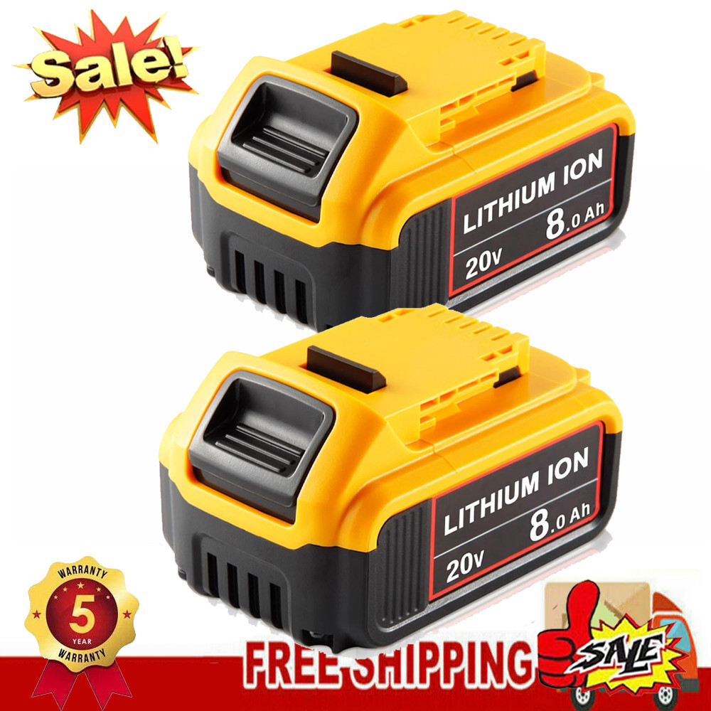2Pack Lithium Ion Battery For DeWalt 20V 20 Volt Max 8.0AH DCB205 DCB206 DCB200
