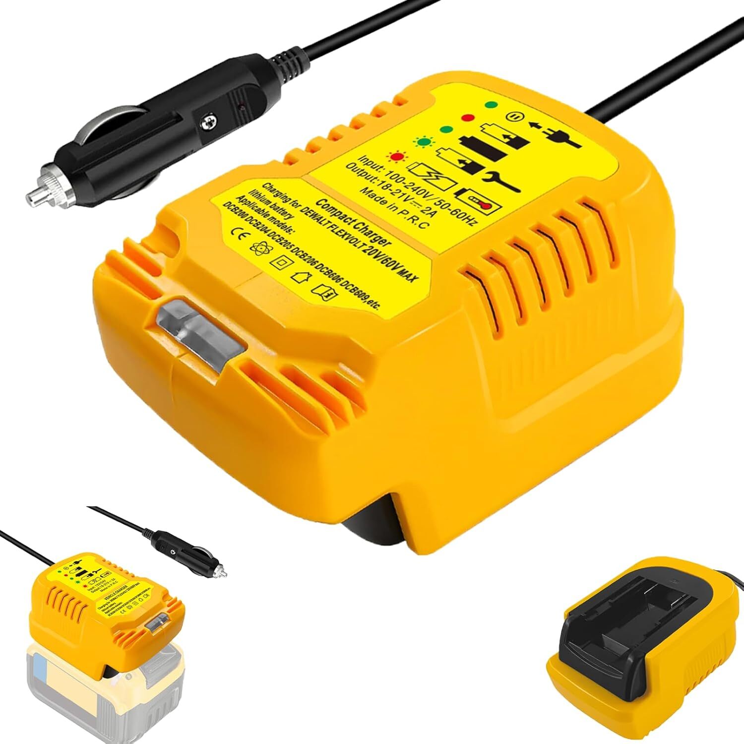 for Dewalt 20V Battery Car Charger Portable Mini Fast Charger Cigarette Lighter