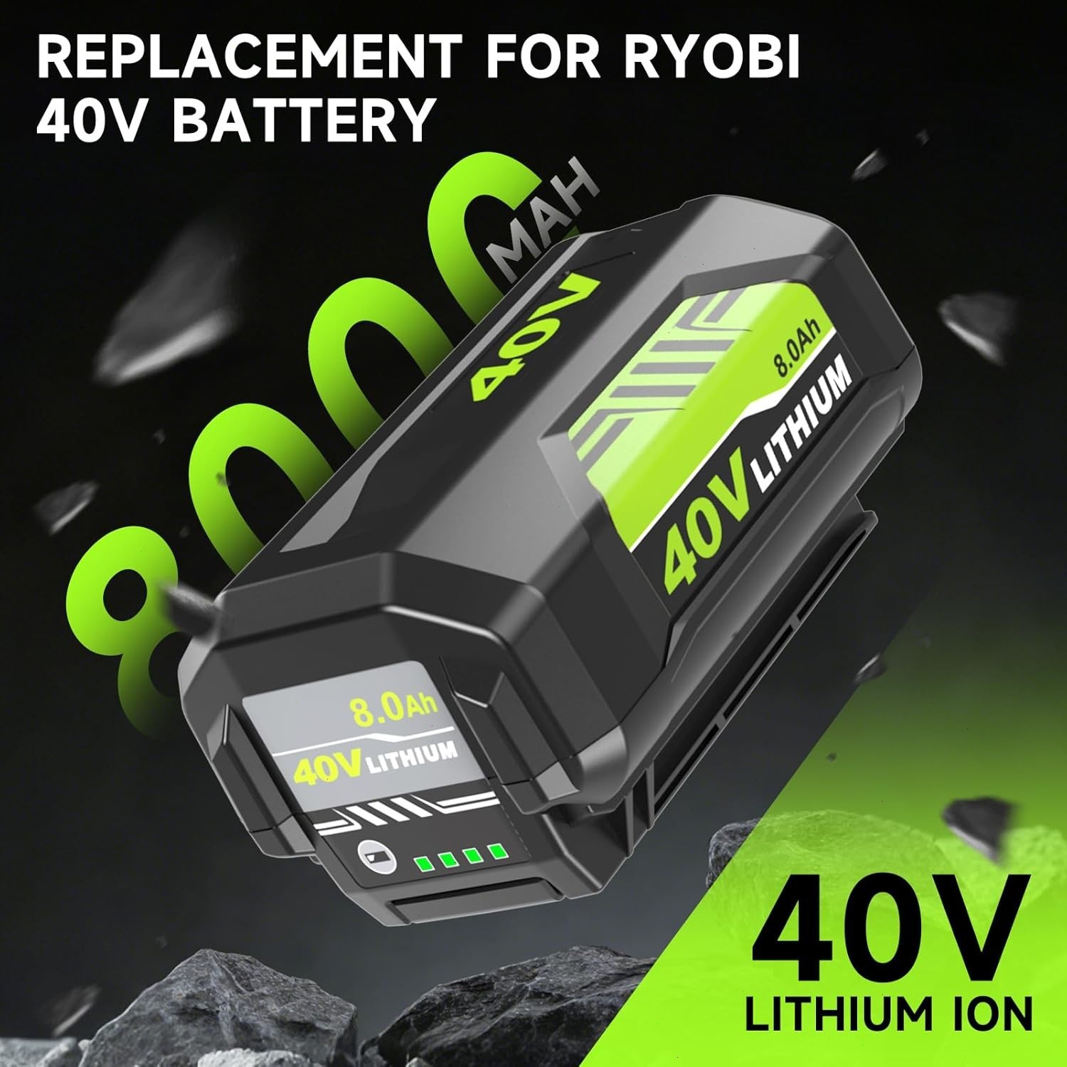 40V 8.0Ah Battery for Ryobi 40 Volt Lithium OP4050 OP40602 OP40261 OP4060 OP4030