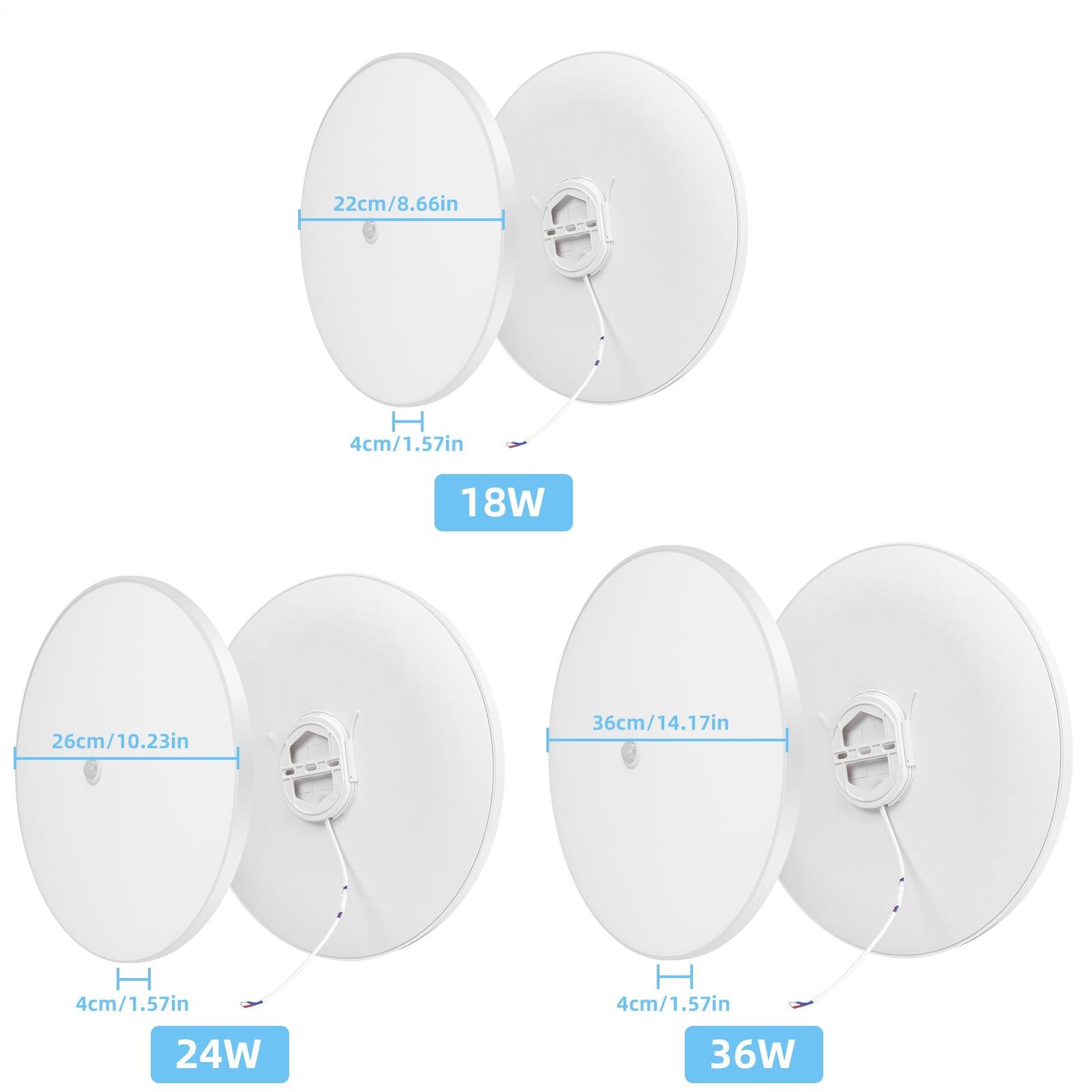 1-100PCS LED Ceiling Light 18W/24W/36W Sensor Light Suitable For Indoor Use