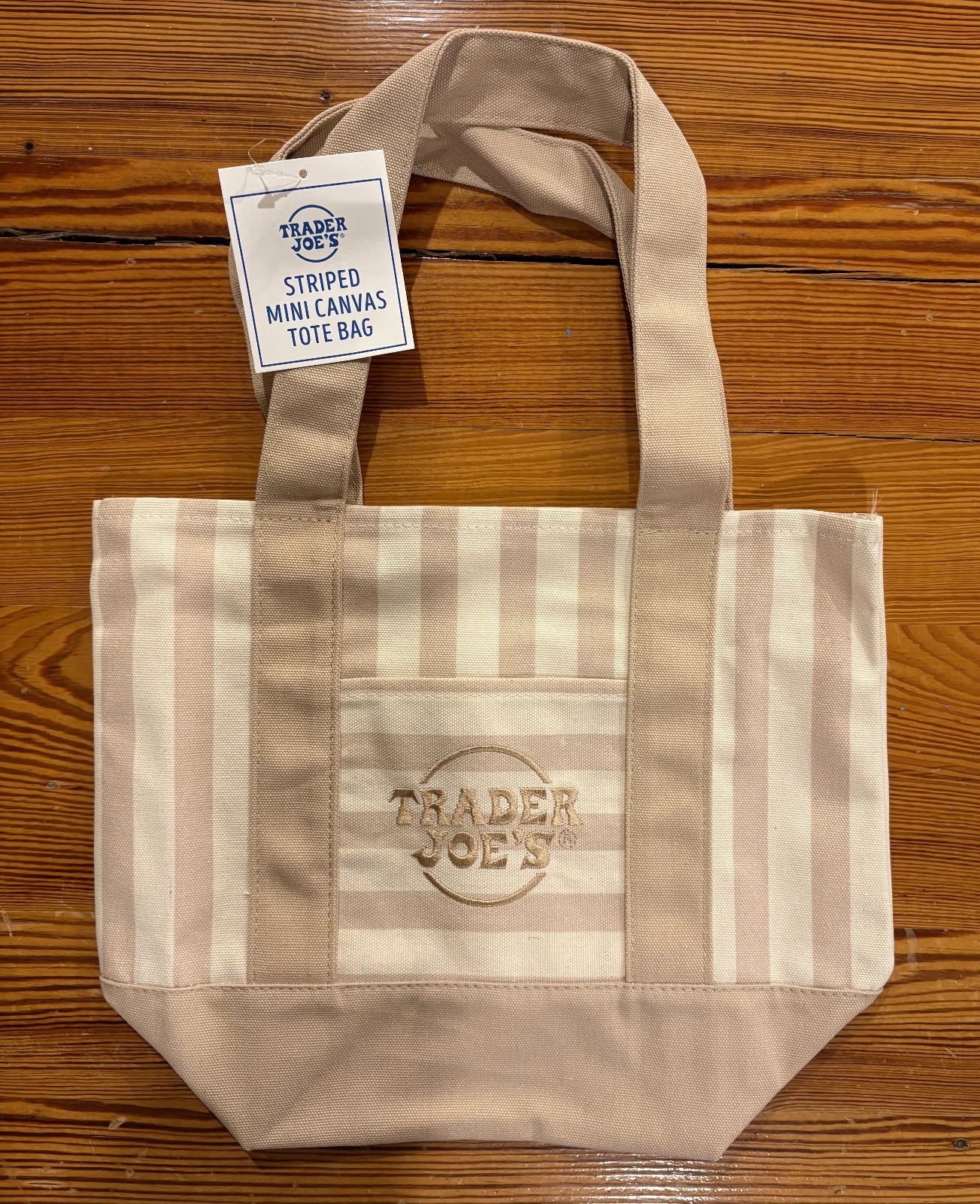 Trader Joe’s Mini Canvas Tote Bag, Pastel Multicolor Striped, 13x11x6