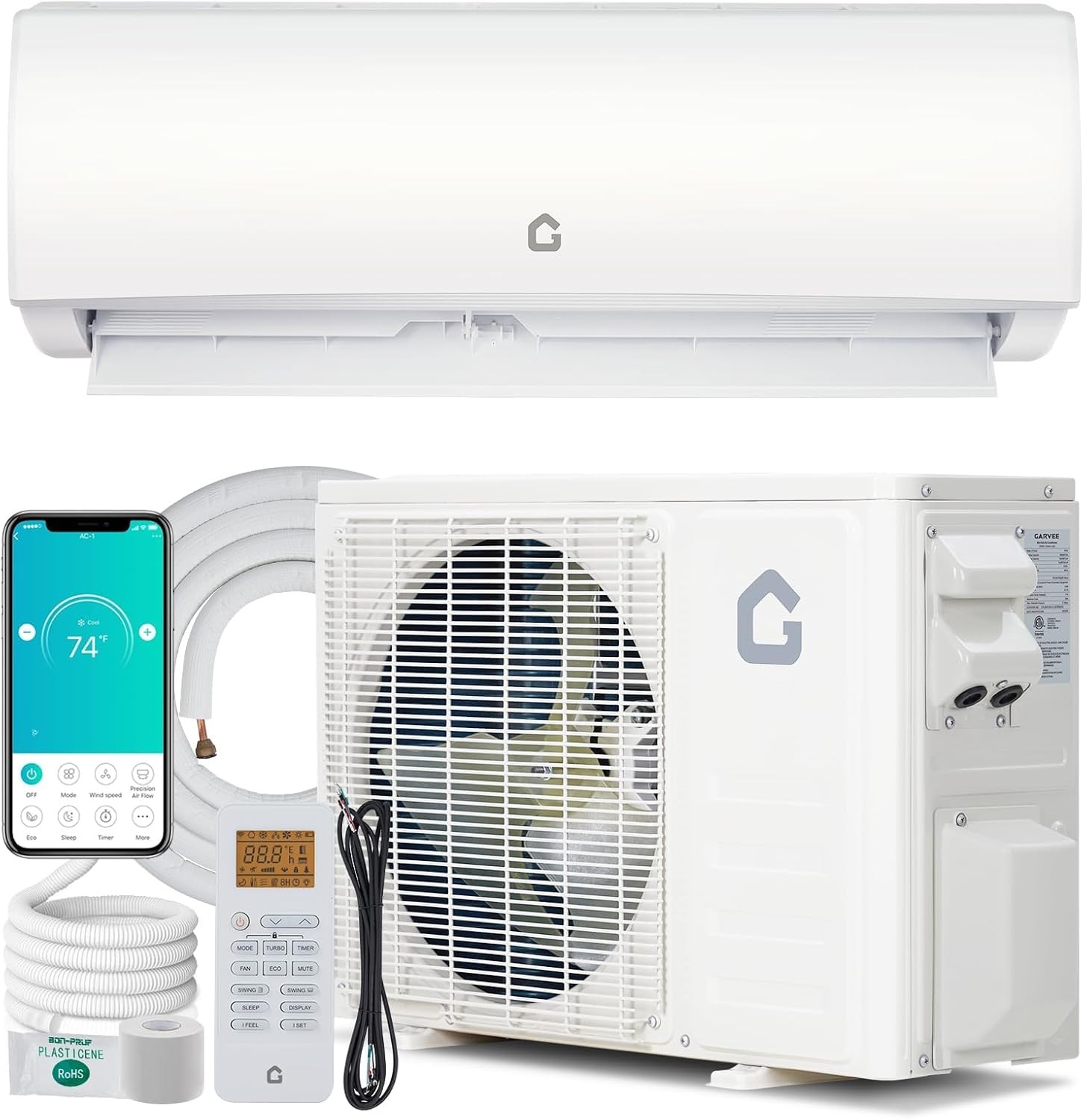 12000 BTU Mini Split Air Conditioner Heat Pump Ductless AC Cool Up to 750 Sq. Ft