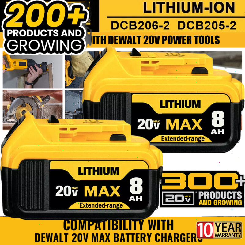 2Pack For DeWalt 20V 20 Volt Max 12.0AH Lithium Battery DCB206-2/Dual Charger