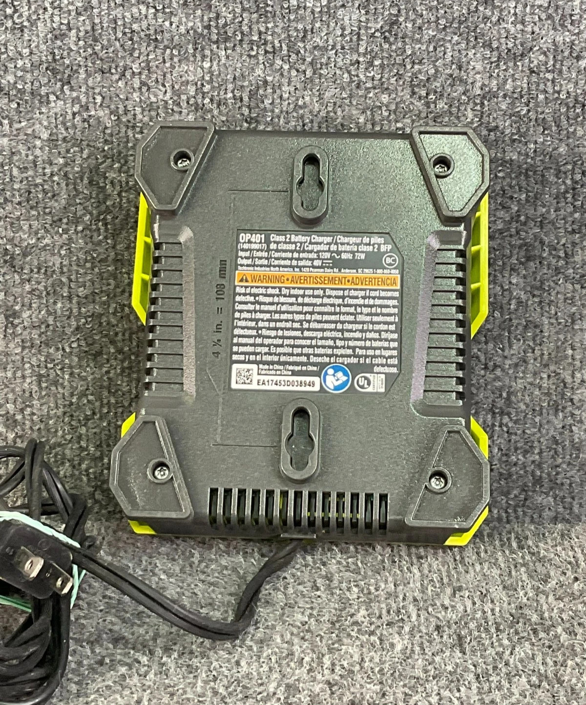 Ryobi OP401 40V Lithium Ion Battery Charger OEM Heavy Duty Used