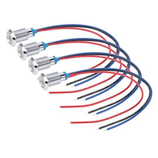 4 Sets LED Indicator Light 10mm Common Cathod Round LEDs Pre‑Wired Dual Color