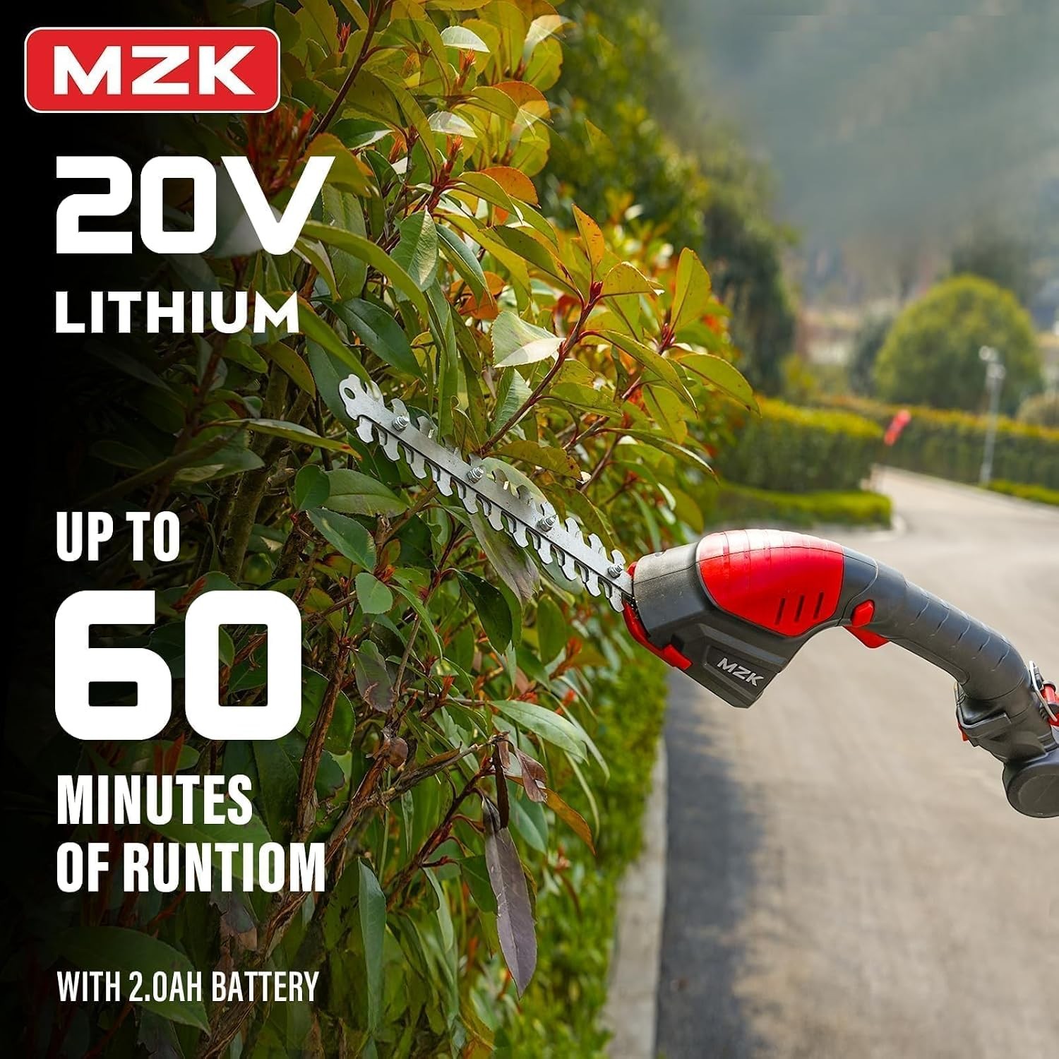 MZK 20V 2-in-1 Pole Hedge Trimmer & Grass Shear,13-Foot Reach | Multi-angle cord