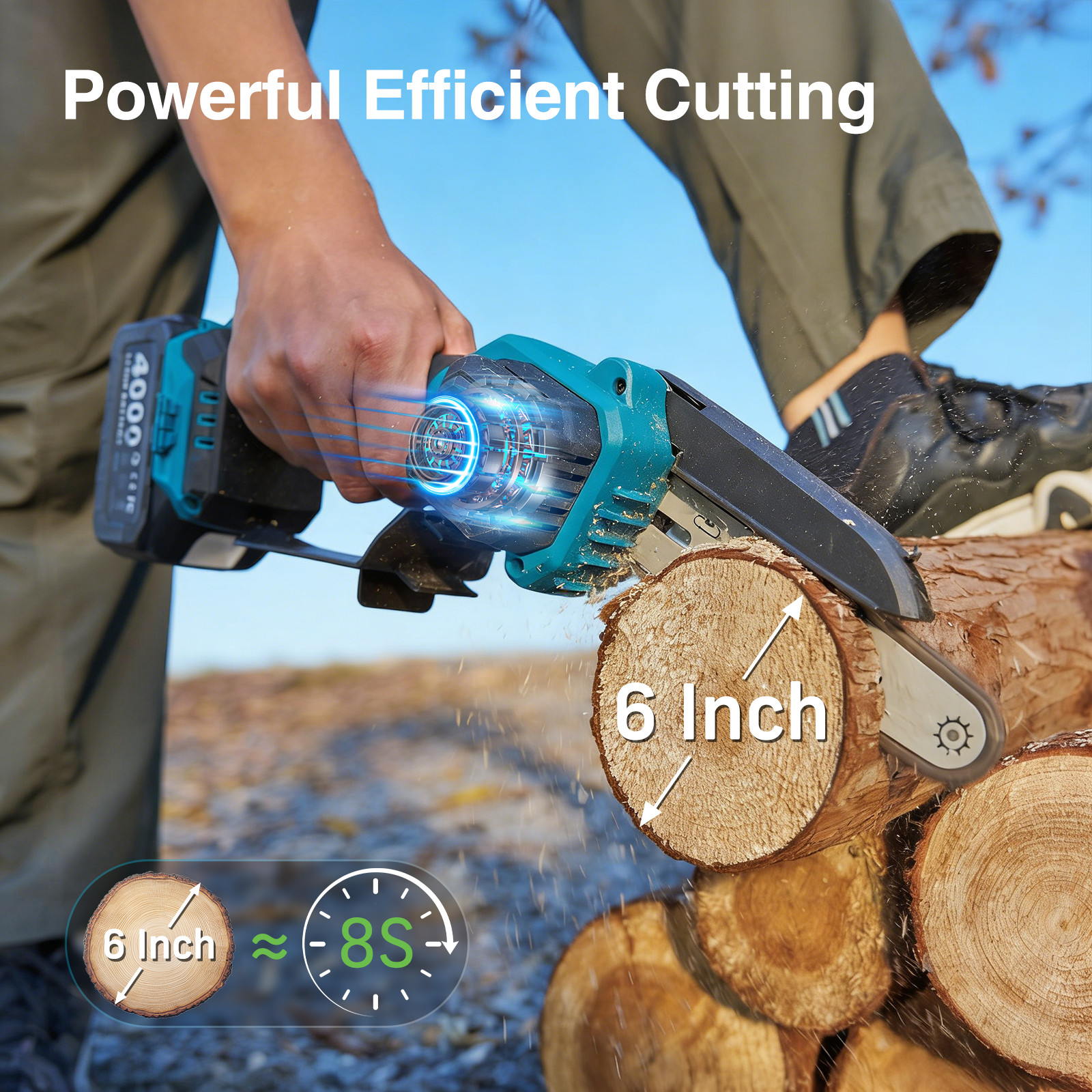 Taskstar 4-in-1 Cordless Pole Saw Brushless& Pruning Shears 6 Inch Mini Chainsaw