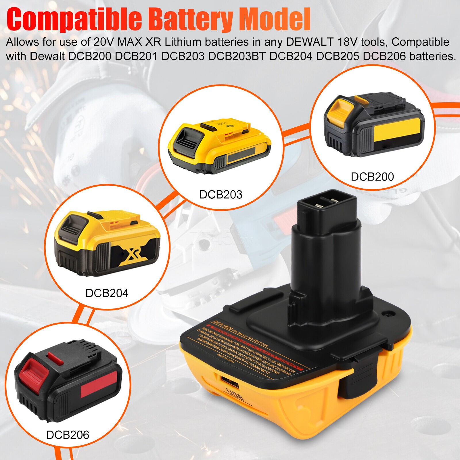 Pack 18V To 20V MAX DCA1820 Adapter Converter For DEWALT 20 Volt Li-ion Battery