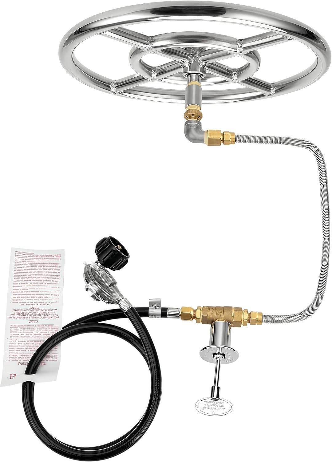 12in Stainless Steel Fire Pit Ring Burner Valve Kit Outdoor Fireplace DIY