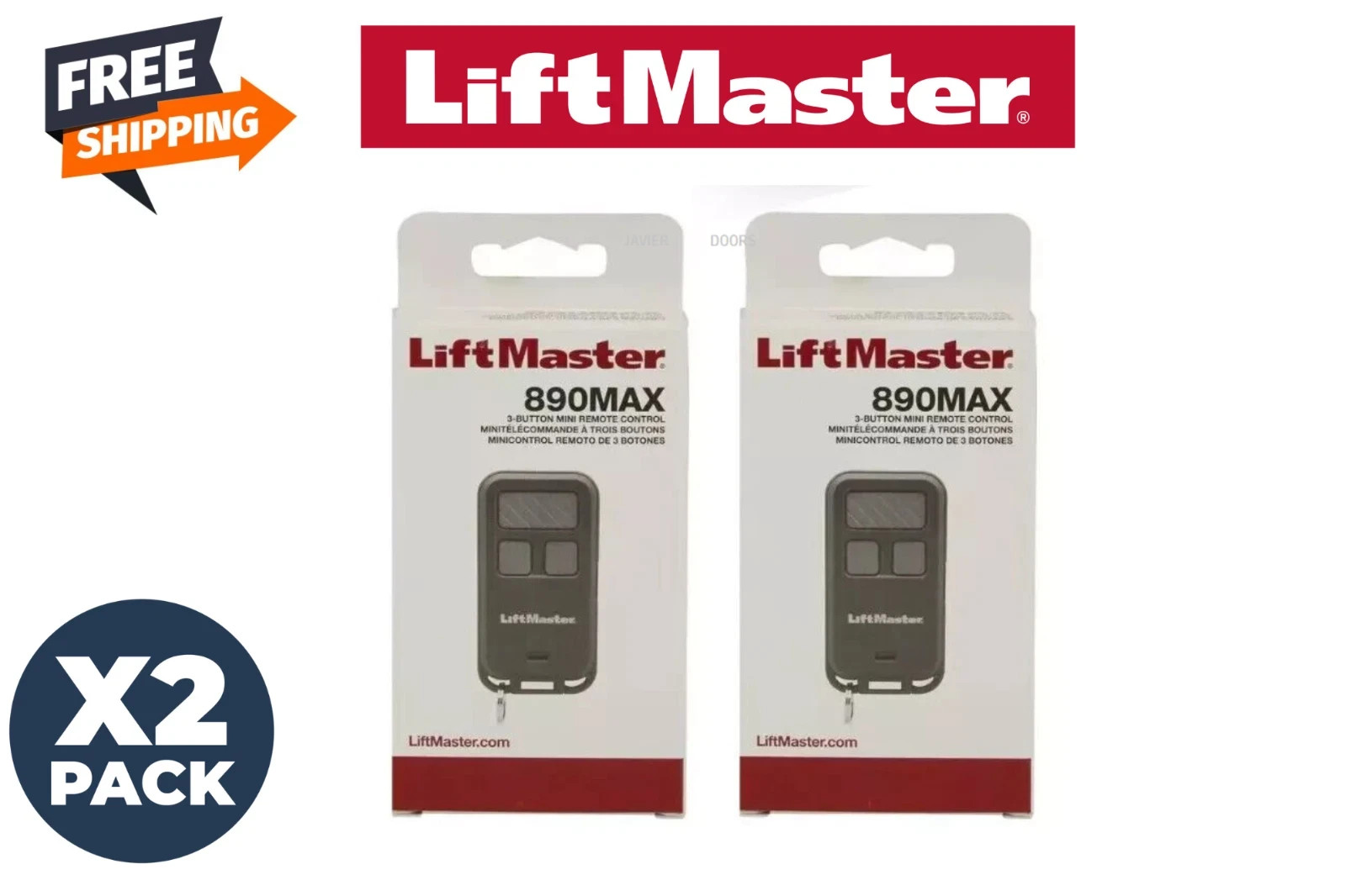2 Pack Liftmaster 890MAX Universal Remote – Compatible with 371LM, 971LM