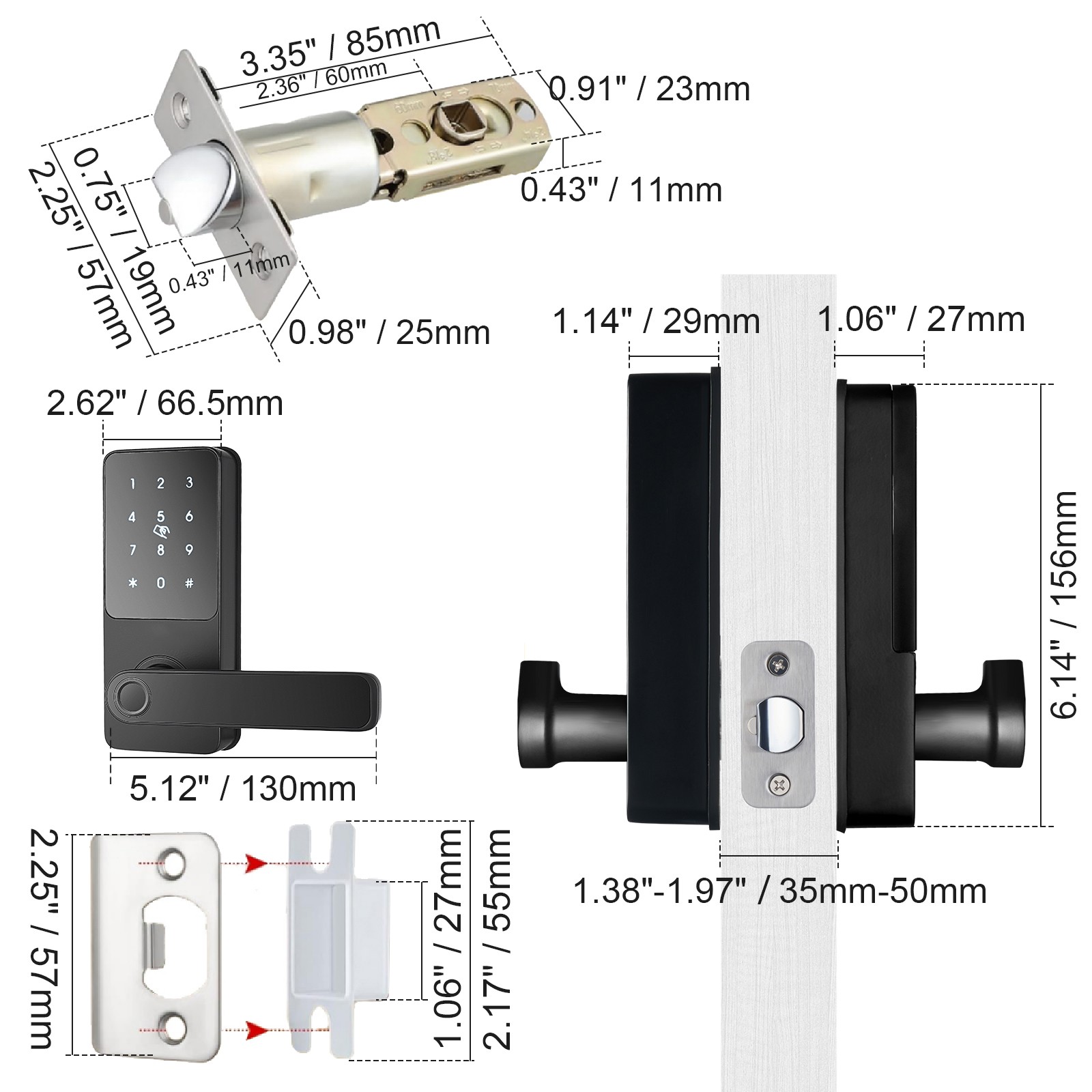 VEVOR Smart Lock 5-in-1 Fingerprint Smart Door Knob with App Control Bluetooth