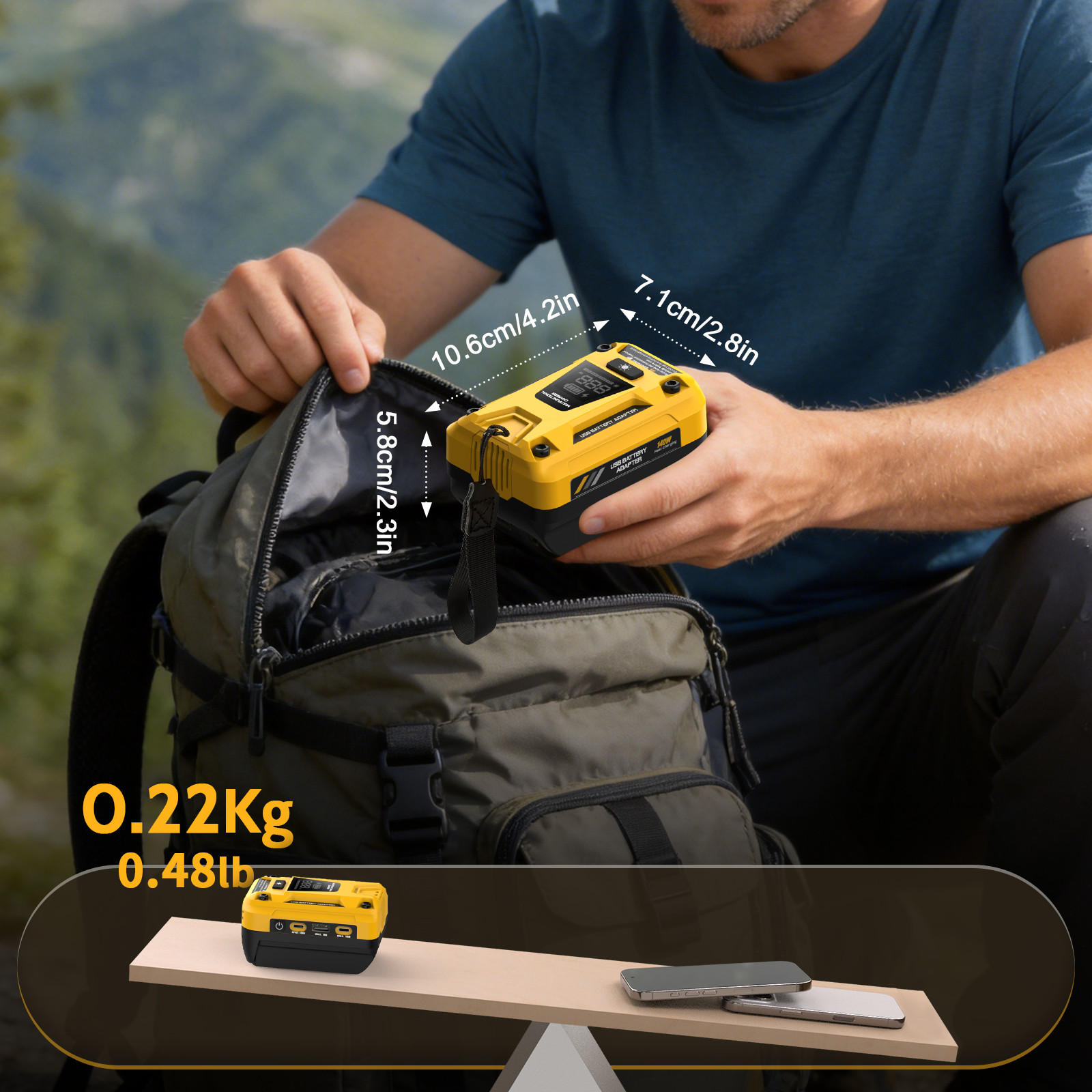 140W USB-C PD Power Source for Dewalt 20V Max Battery Adapter Portable Charger