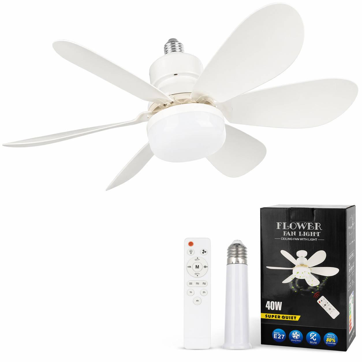 Socket Fan Light Ceiling Fans With Lights And Remote Dimmable LED Ceiling Fan US