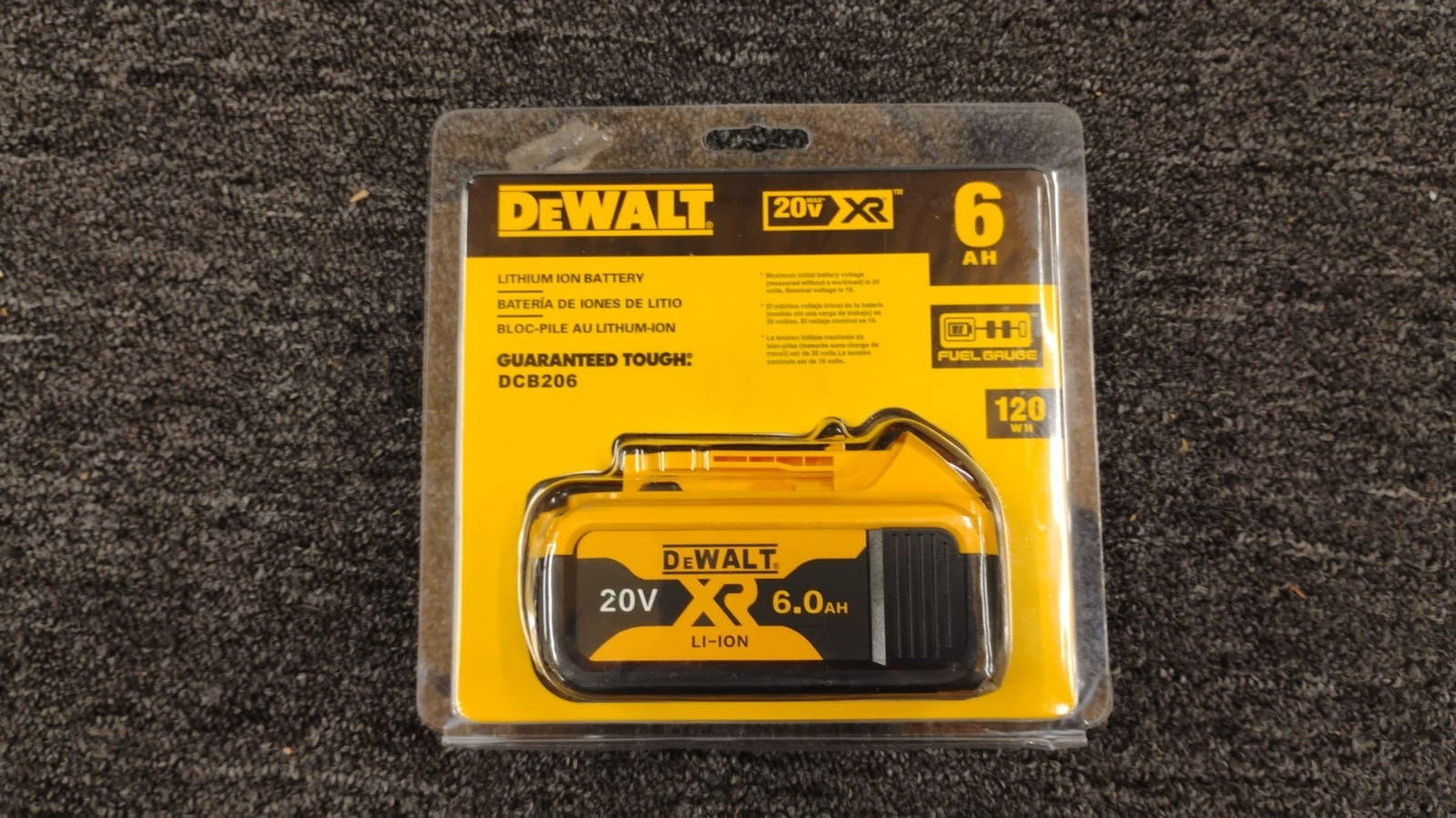 DEWALT DCB206 20V 6Ah XR Lithium Ion Battery, OBN – F2