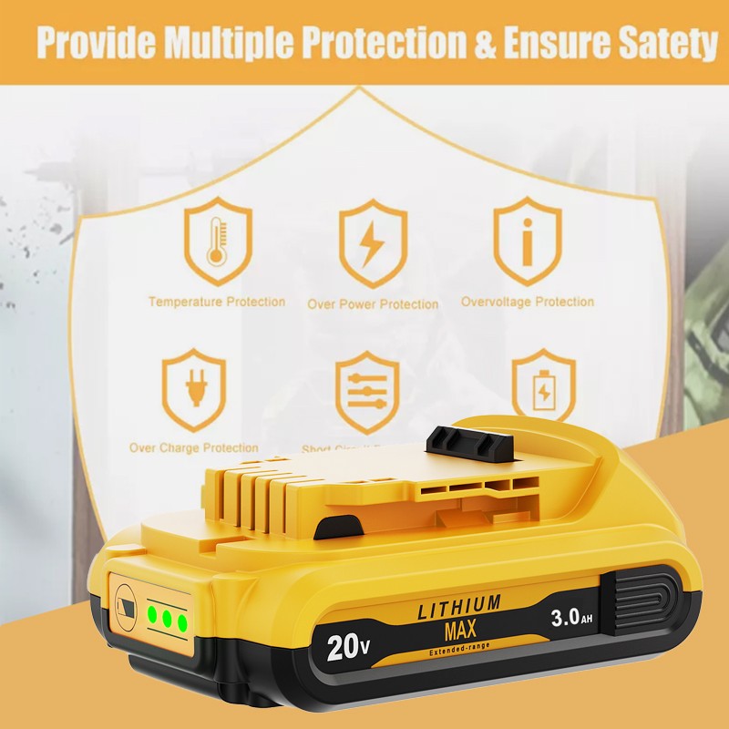 Pack For DeWalt 20V 20 Volt Max 5.0/6.0AH Lithium Ion Battery DCB206-2 DCB205-2