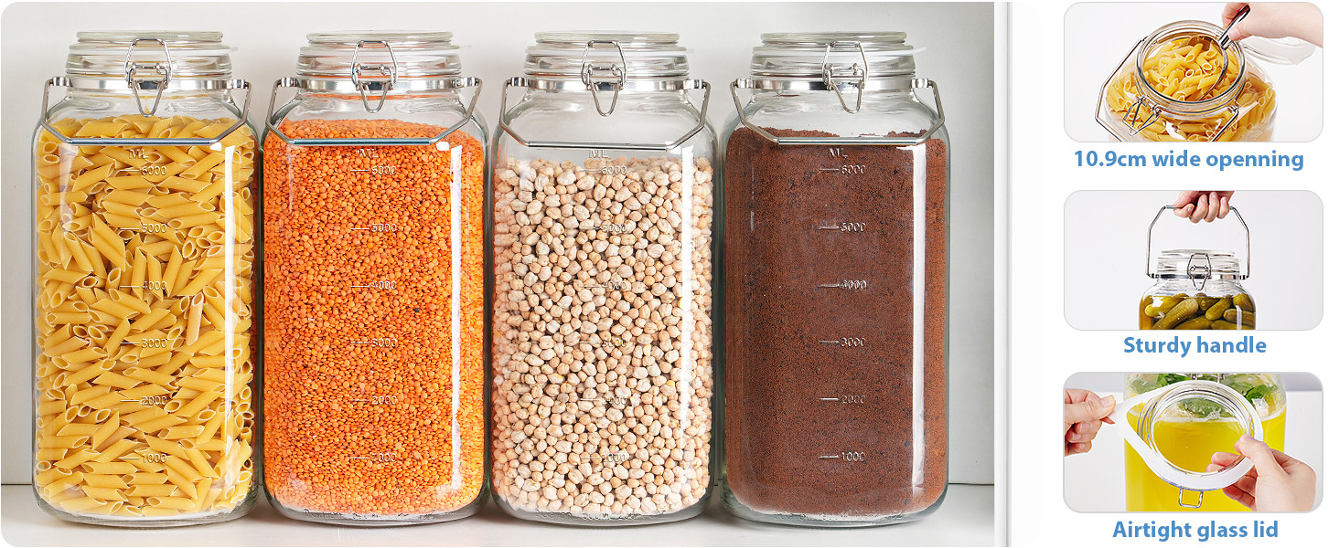 2 Gallon Glass Jar with Airtight Lid, 1 Pack Glass Storage Jars with Sturdy