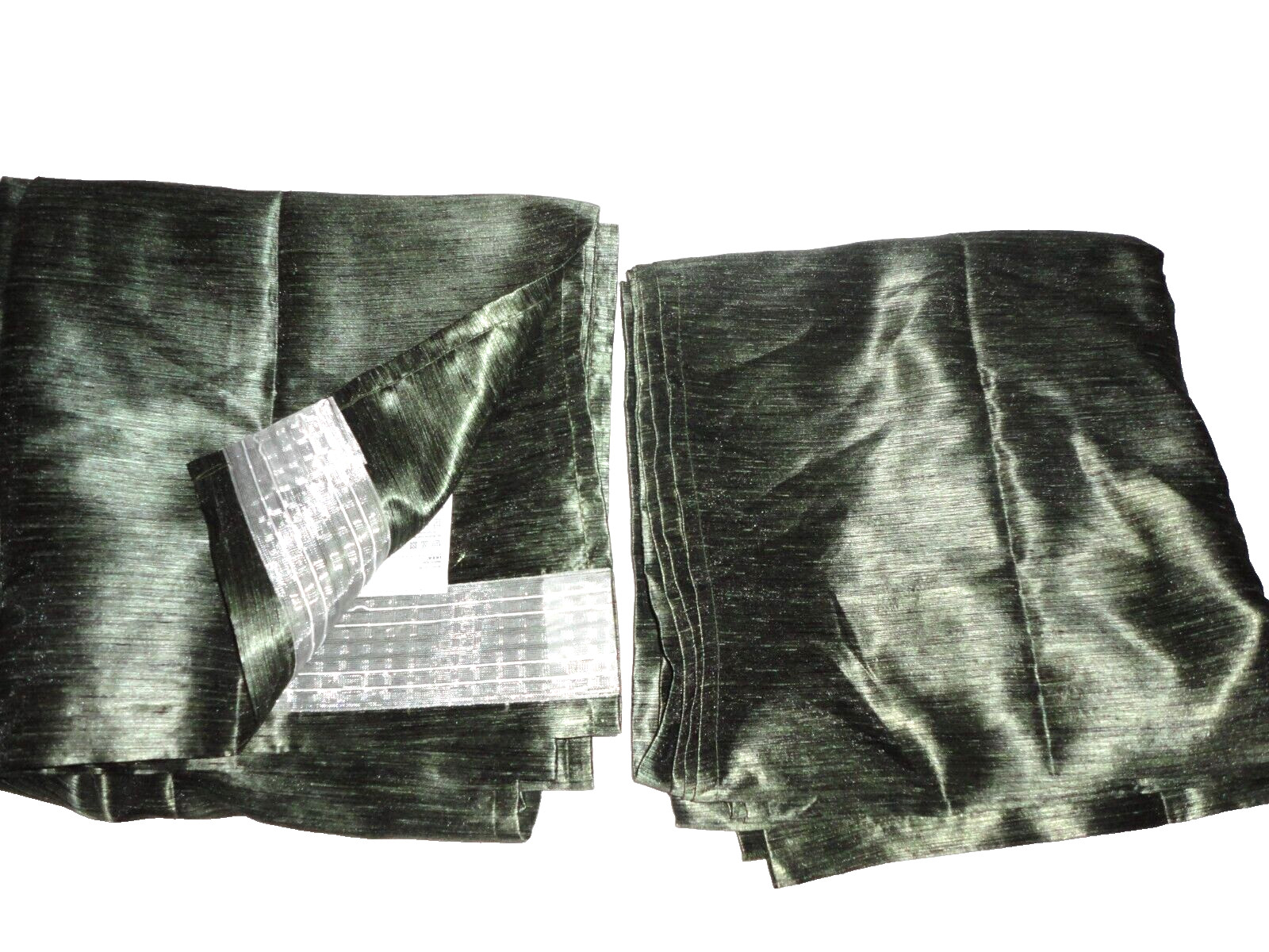 IKEA FELICIA SHINY Green (PAIR) UNLINED DRAPERY PANELS 56 X 106 100% POLYESTER