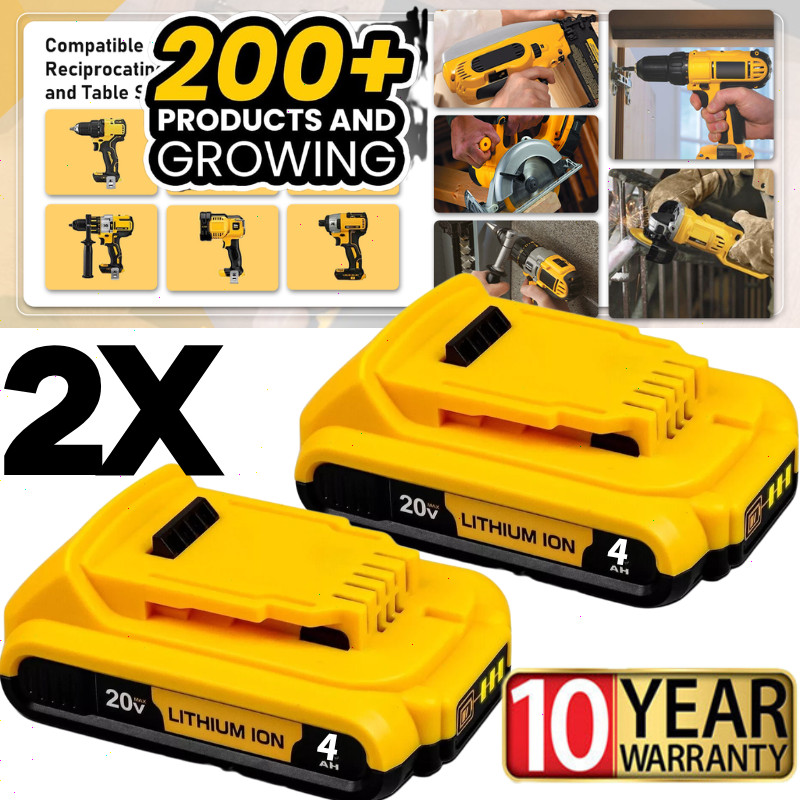 2 PACK FOR DEWALT 20V 20 VOLT MAX XR 4.0AH LITHIUM-ION BATTERY DCB203-2 DCB201-2
