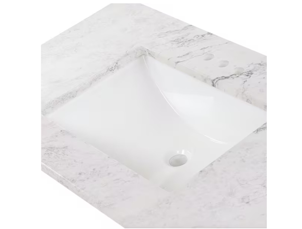 37 in. W x 22 in. D Engineered Stone Composite White Rectangular Single Sink Van