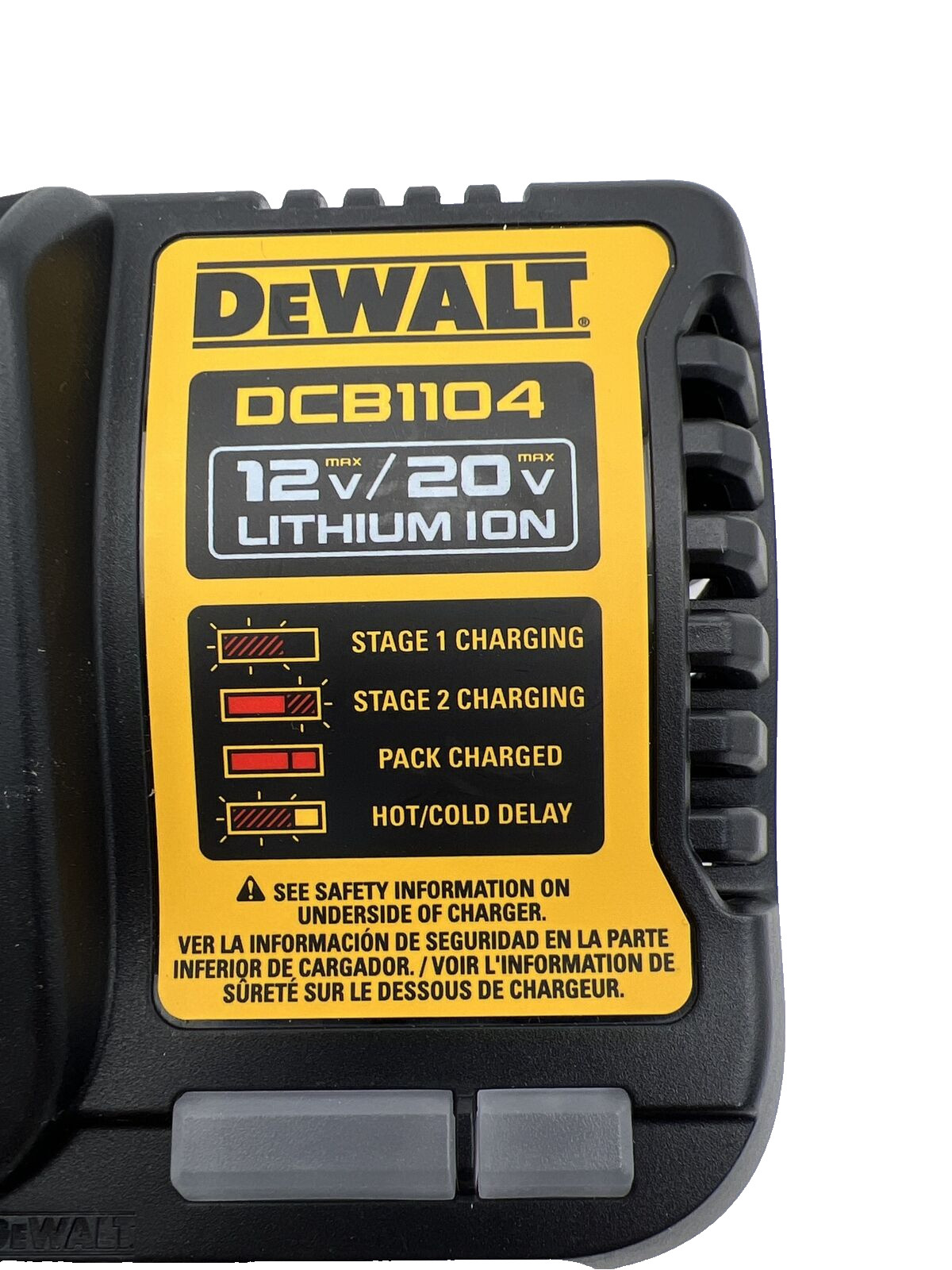 DEWALT 4 Amp Battery Charger 12V & 20V Volt MAX Li-Ion DCB1104 (OB)