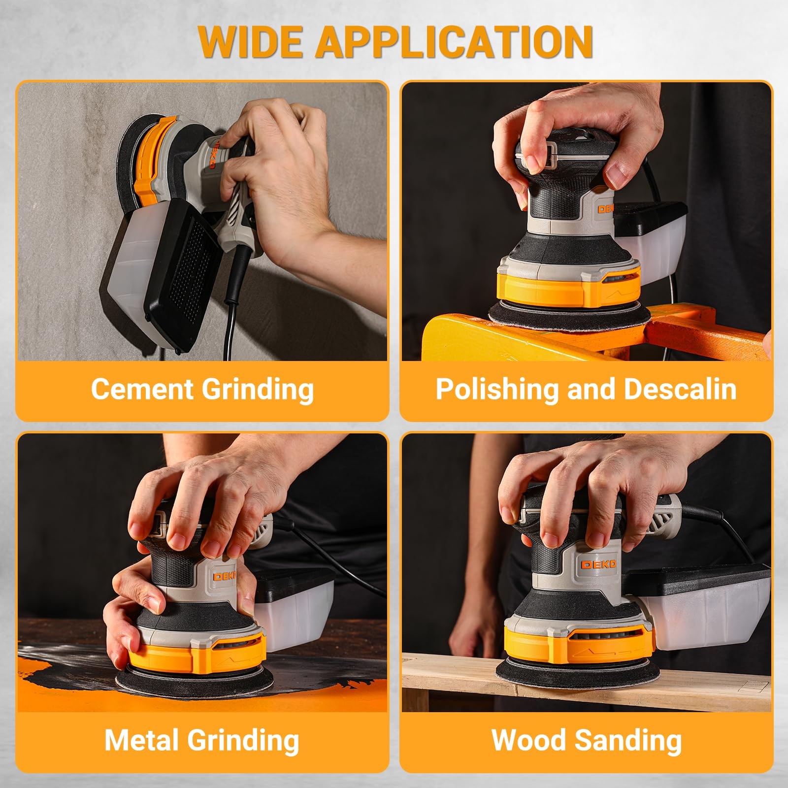 Orbital Sander Corded Hand Sander: 5″ Random Orbital Sander with Dust Box, 6 …
