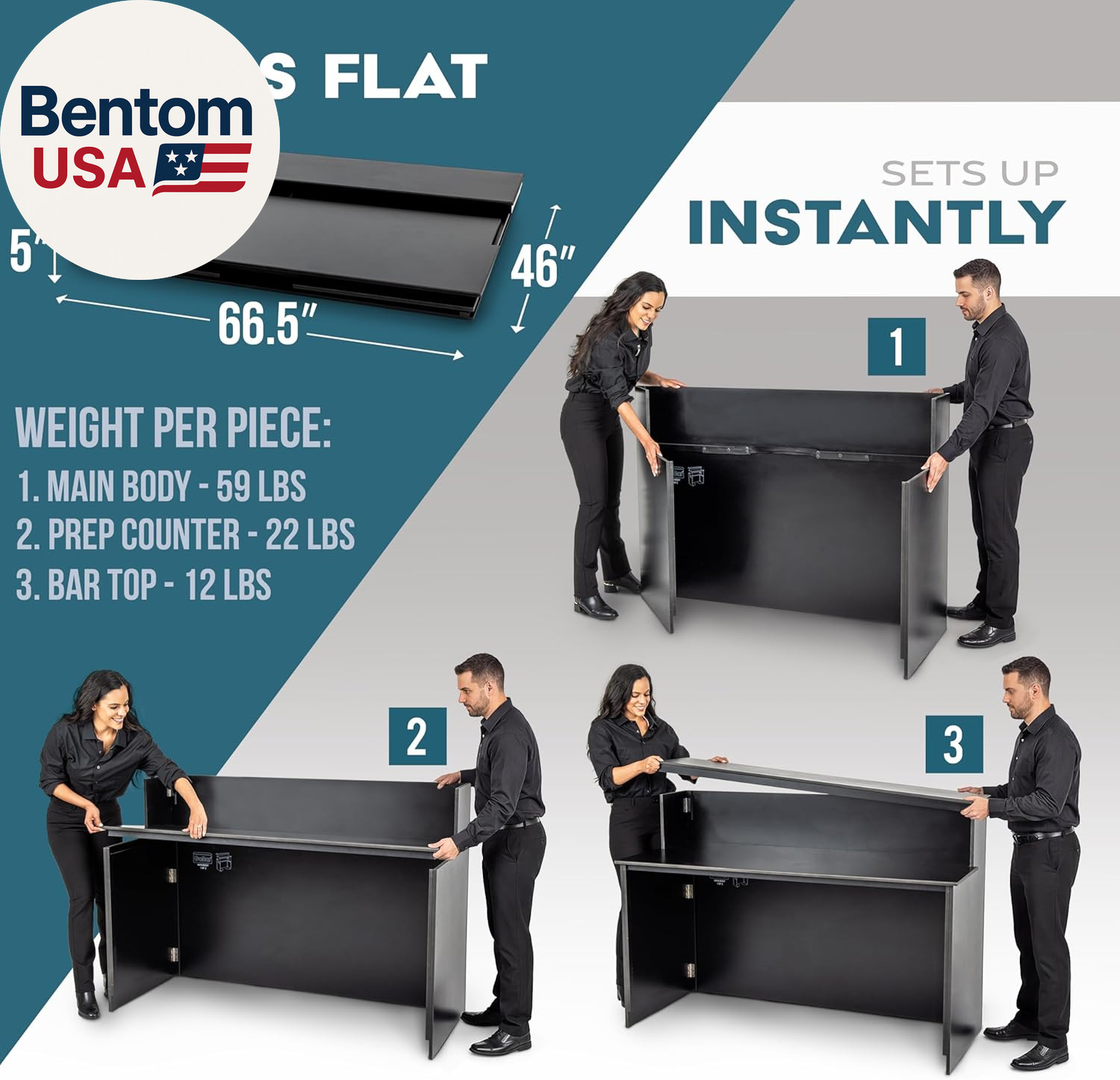 Elite Portable Bar Table for Events – Foldable Commercial Grade Wood – Pop up Mo