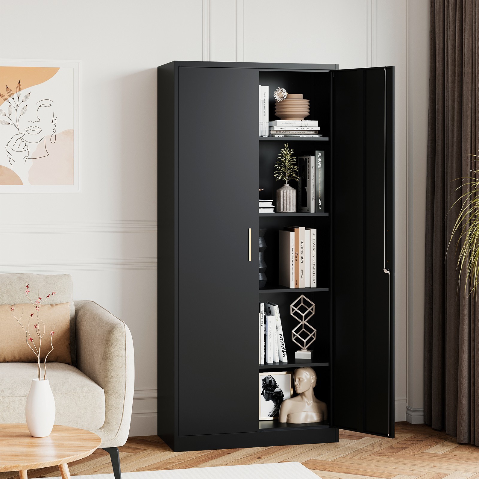Metal Storage Cabinet with long handle ,71 Garage Storage Cabinet with Lock
