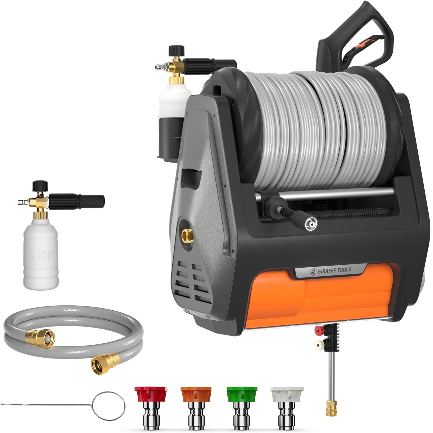 Giraffe Tools Max 3700PSI Electric Power Pressure Washer 100FT Retractable Hose