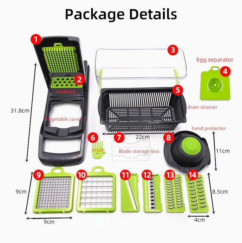 16-In-1 Vegetable Fruit Chopper Cutter Food Onion Veggie Dicer Slicer Kitchen