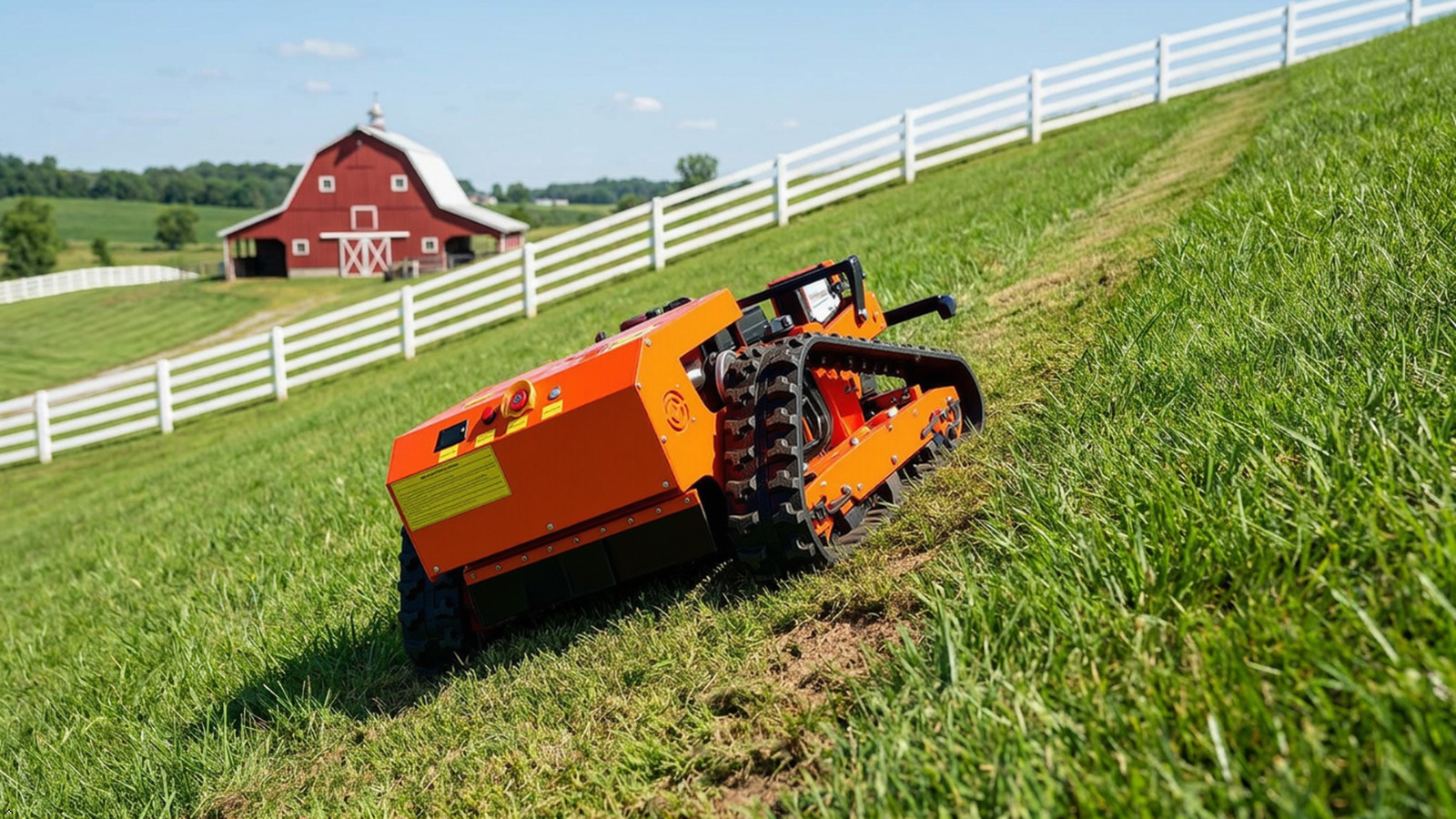 Remote Control Tracked Lawn Mower 22″ 550mm Cut Loncin 224CC 9HP 45° Slope Elect