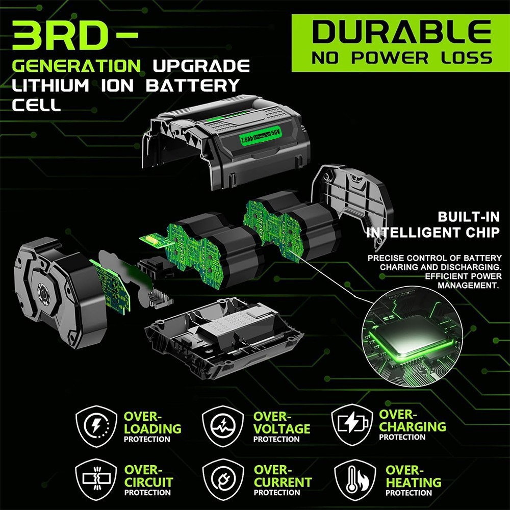 For Genuine EGO POWER+ BA2800T 56V 5.0 AH Battery w/ Fuel Gauge 56 Volt Power+