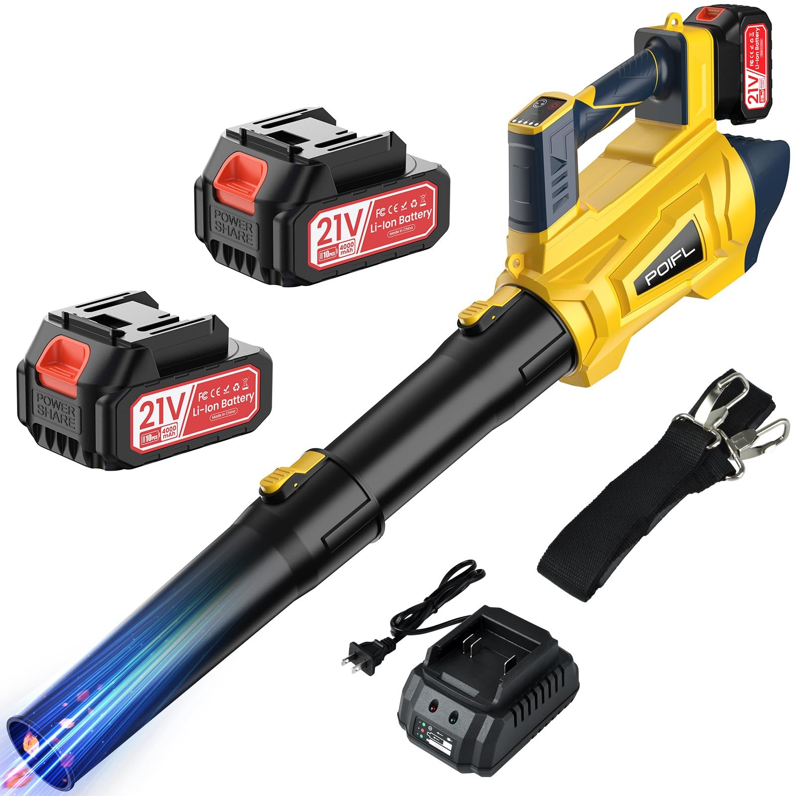 Cordless Leaf Blower, 750 CFM Powerful Turbo Mode, 8000mAh Battery (2×4.0Ah),…