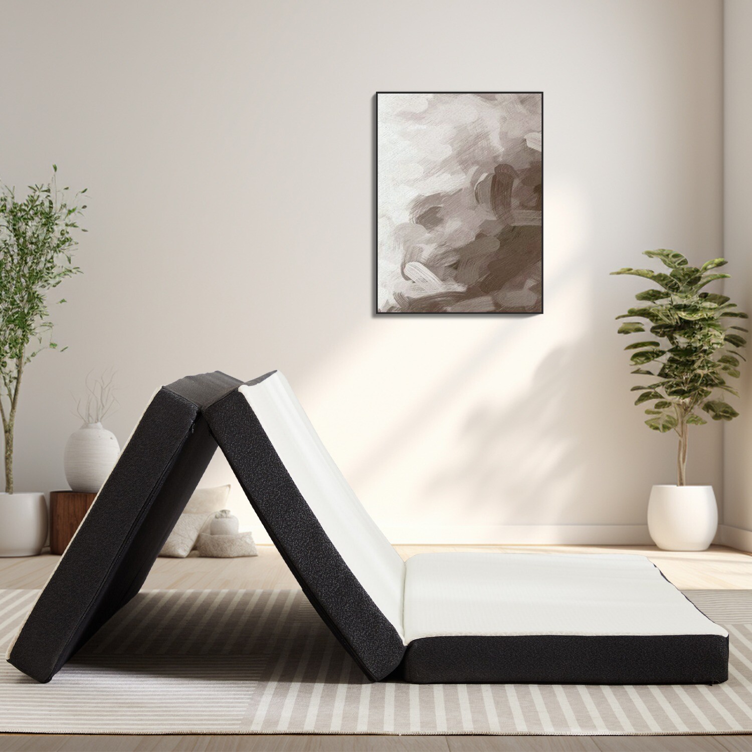 4″ Tri-fold Memory Foam Mattress, Foldable Portable Floor Bed,Washable Cover