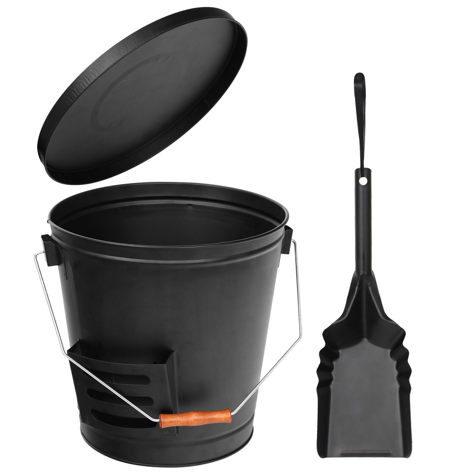 5 Gal Metal Ash Bucket with Shovel Lid Handle For Fire Pits Wood Stove Fireplace