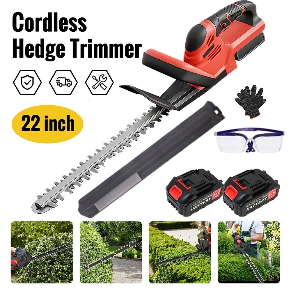 22Inch Cordless Hedge Trimmer Cordless Electric Hedge Trimmer w/2* 21V Battery