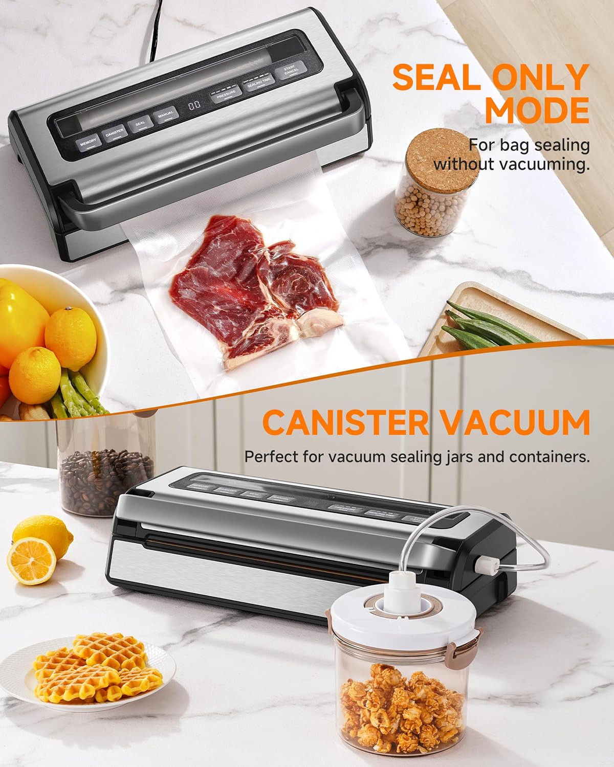 95Kpa 9-in-1 Automatic Vacuum Sealer for All Food Types – Dry, Moist, Liquid