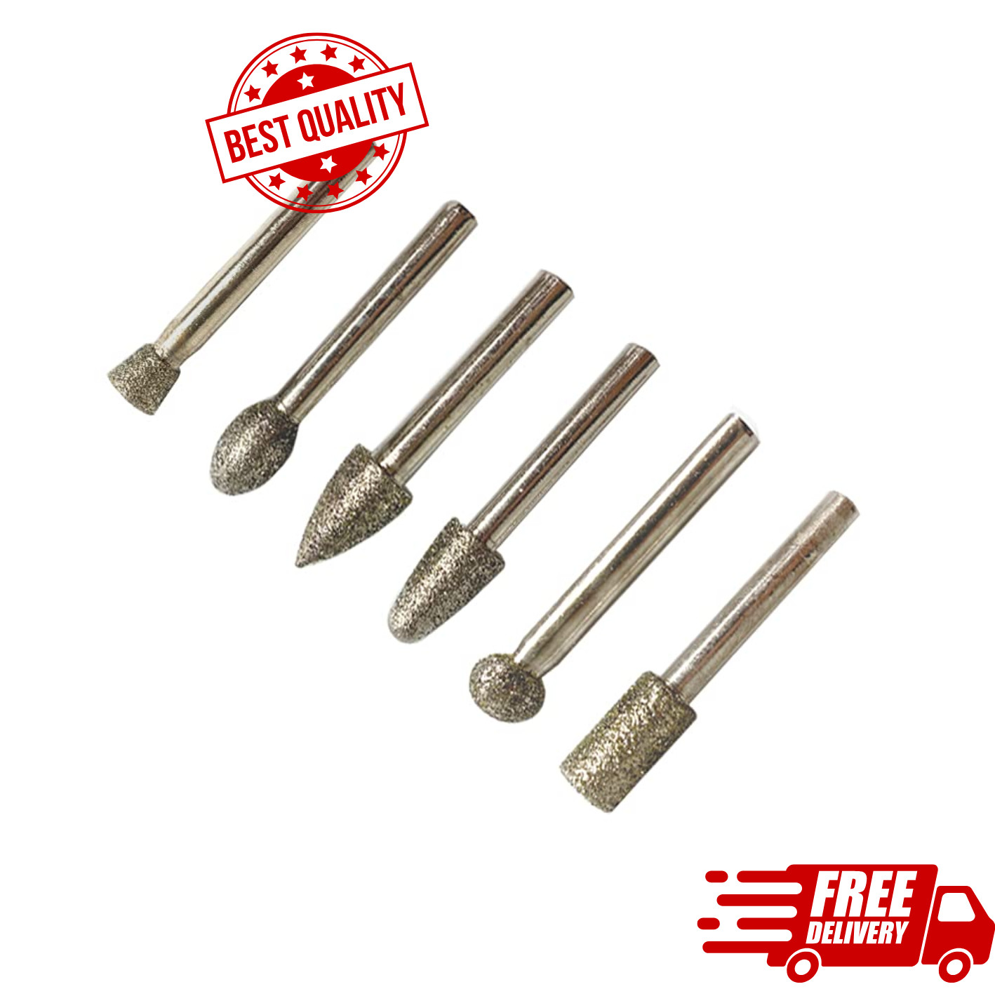 1/4″ Shank Coarse Diamond Burr Set 60 Grit Grinding Bits for Stone Engraving …