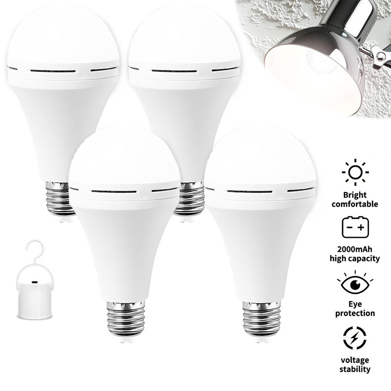 4X Rechargeable Emergency Light Bulb 12W Equivalent 1200mAh Battery Backup F2