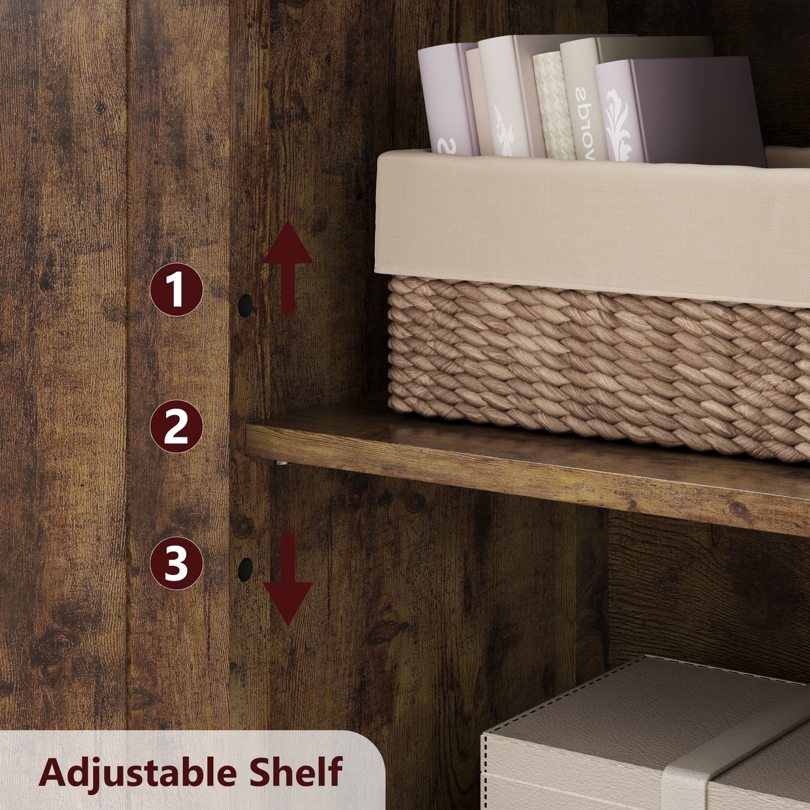 Storage Cabinet with Glass Doors & Adjustable Shelves, Kitchen Pantry Cabinet