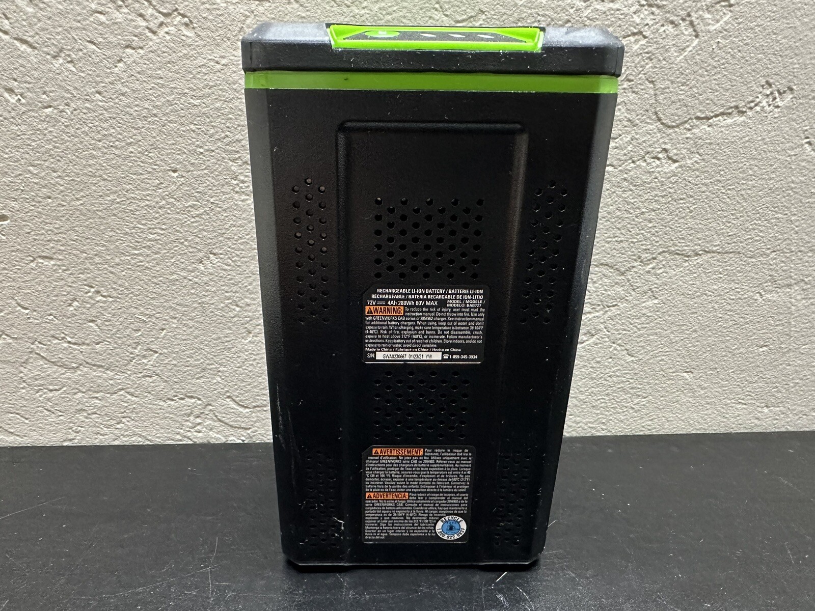 GreenWorks BAB727 80V Lithium-Ion Battery 4Ah 288Wh For Parts Only As Is!