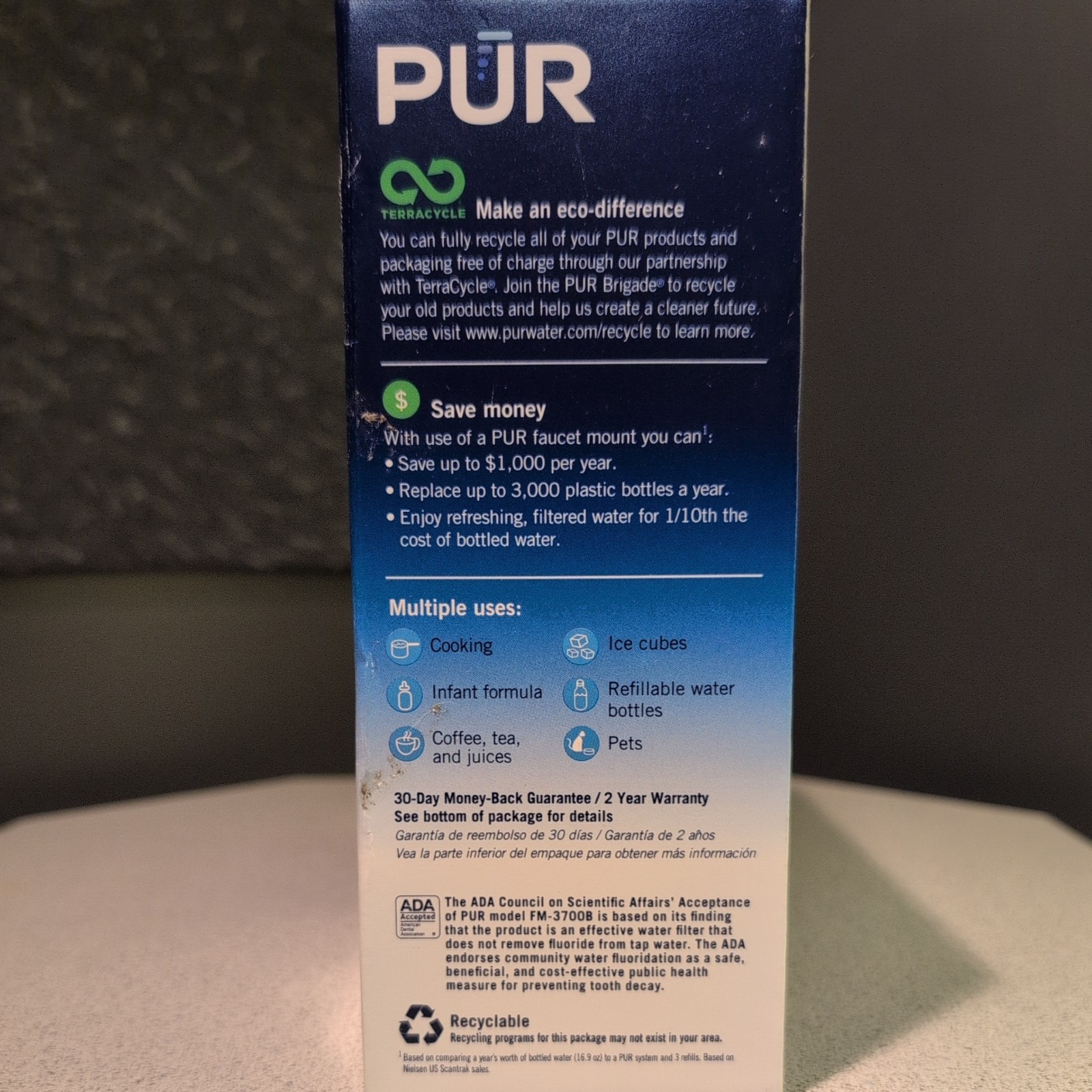 PUR PLUS FM-3700B Water Faucet Filtration System Vertical Mount Chrome Unit