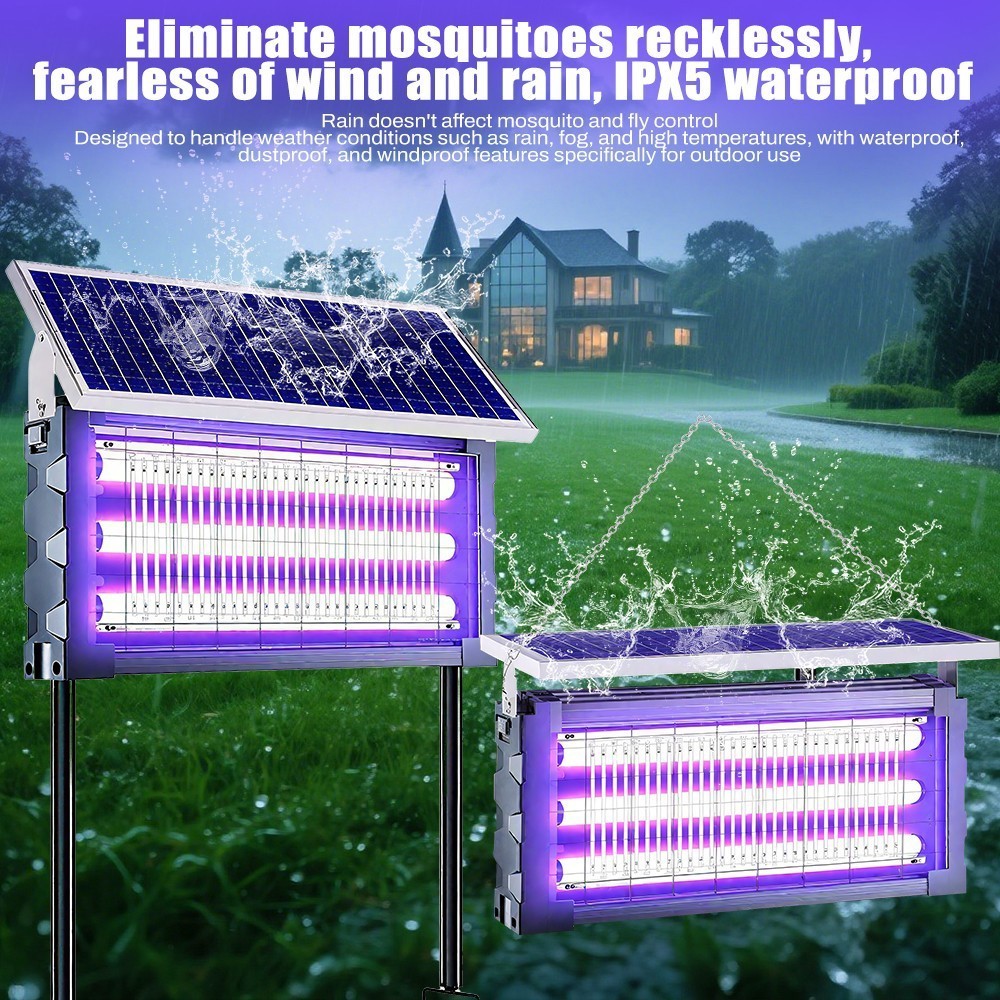 2PCS Solar Bug Zapper Outdoor 4500V Mosquito Fly Trap Insect Killer for Backyard