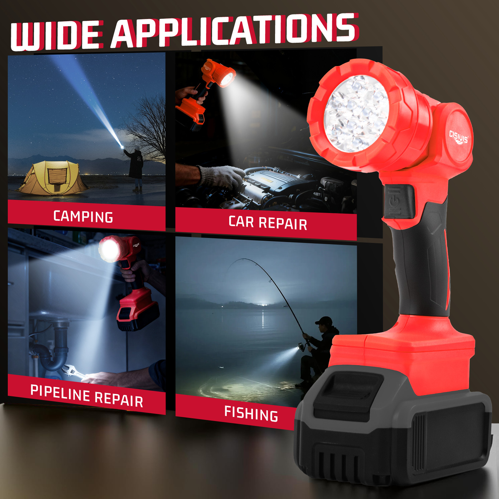 Cordless LED Flood Work Light for Milwaukee M18 18V Battery Lithium Light USA