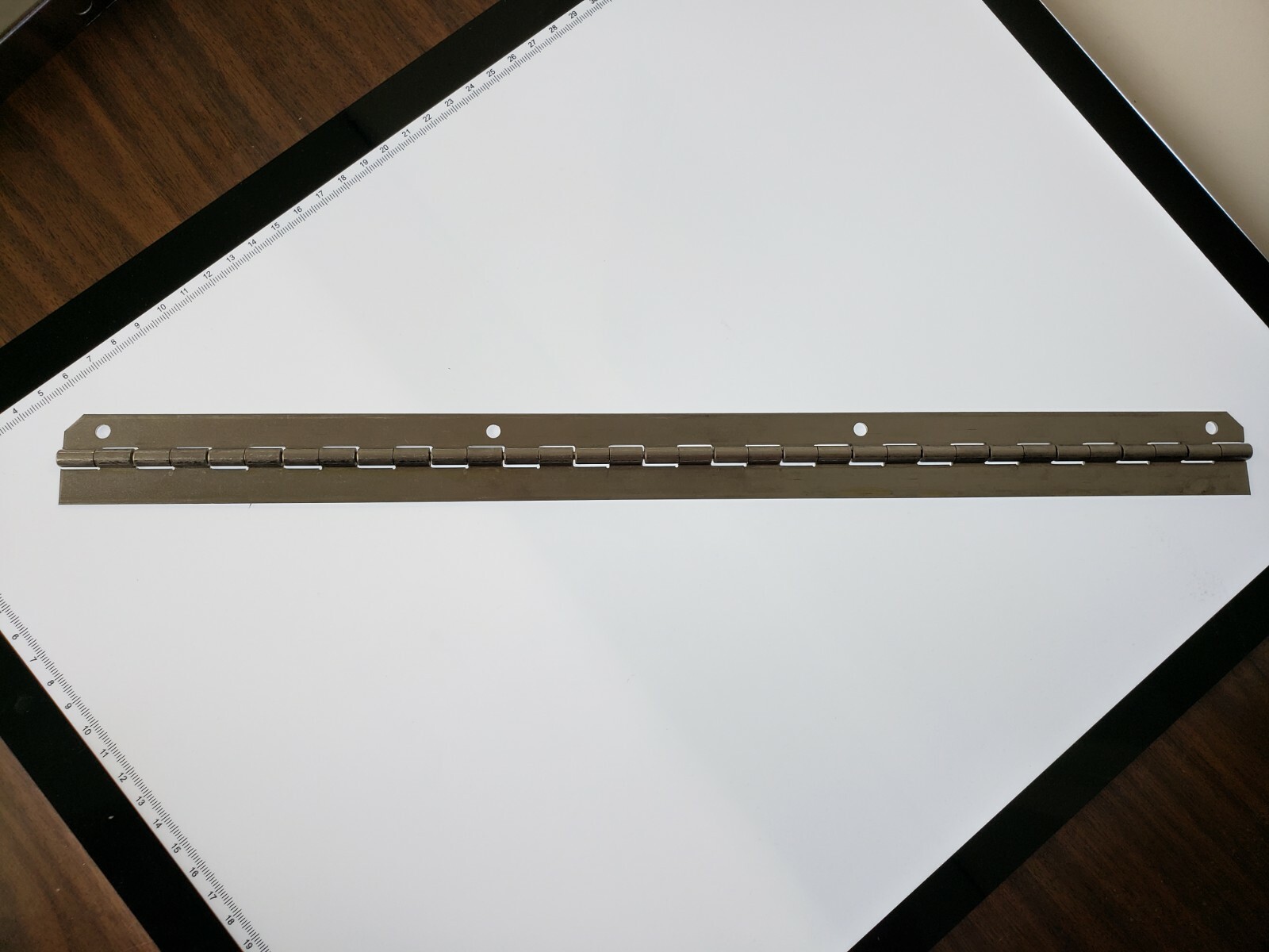 Aluminum Hinge (2 piece) Staked with Holes on one leaf 17″ long X 1.25″ wide