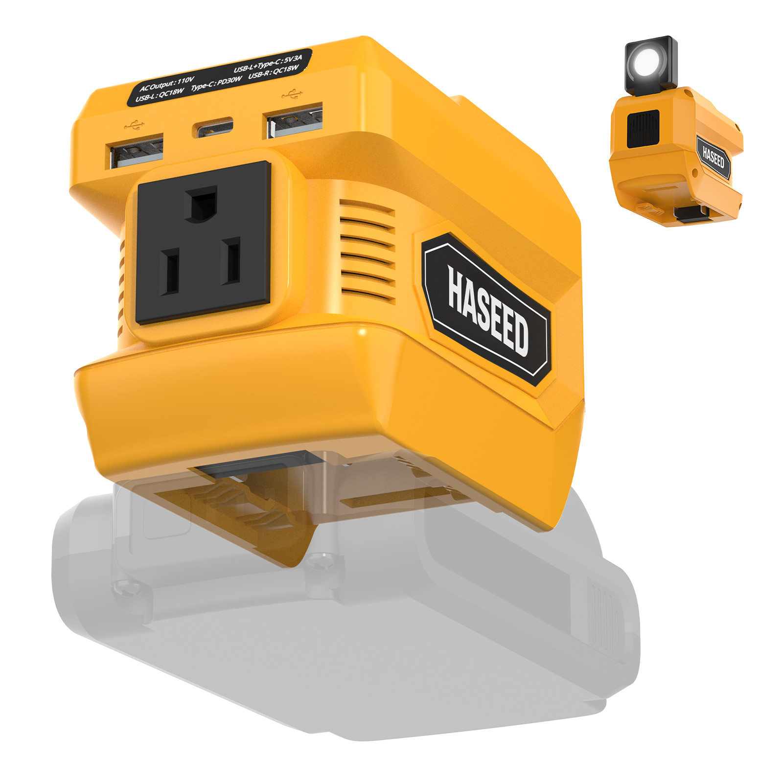 Outdoors Portable 200W Power Inverter for DeWalt 20V Battery DC 20V to AC 110V