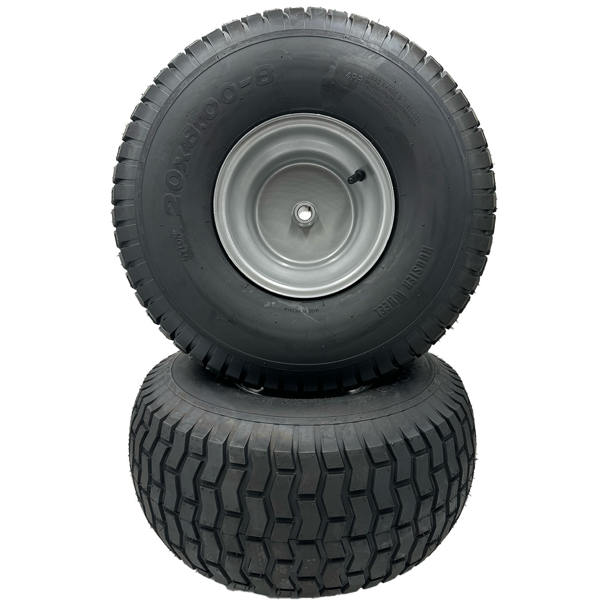 Set of 2 – Silver 20×8.00-8 Lawn Mower Tire with Rim – Fits on 3/4 Inch Axle