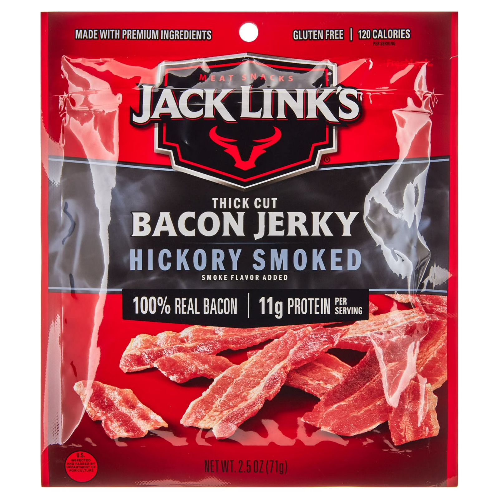 Jack Link’S Bacon Jerky Hickory smoked 2.5 oz bag-Flavorful Ready to Eat Meat…