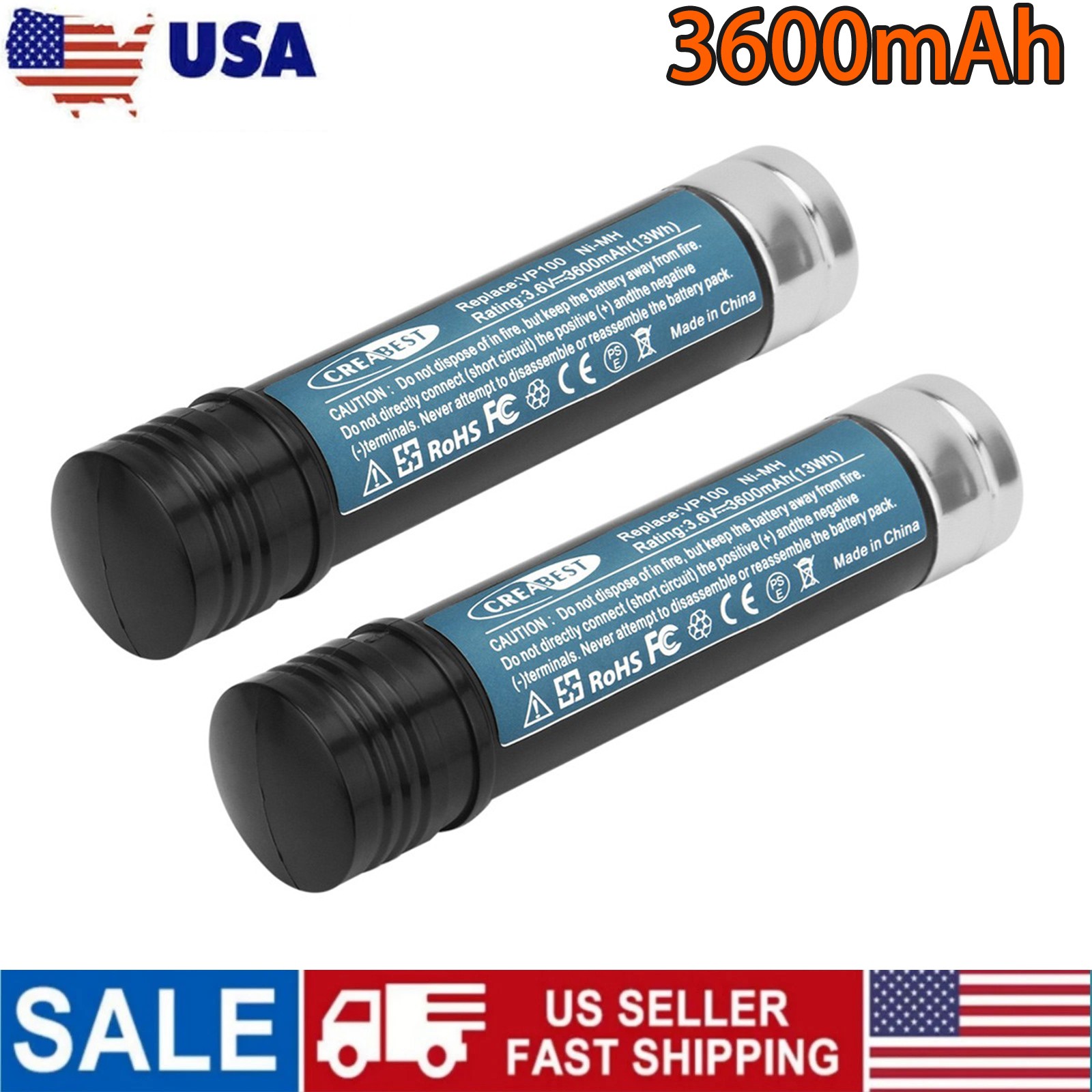 2X 3.6V Ni-MH 3.6Ah Battery For Black Decker Versapak VP-100 VP110 S100 VP130