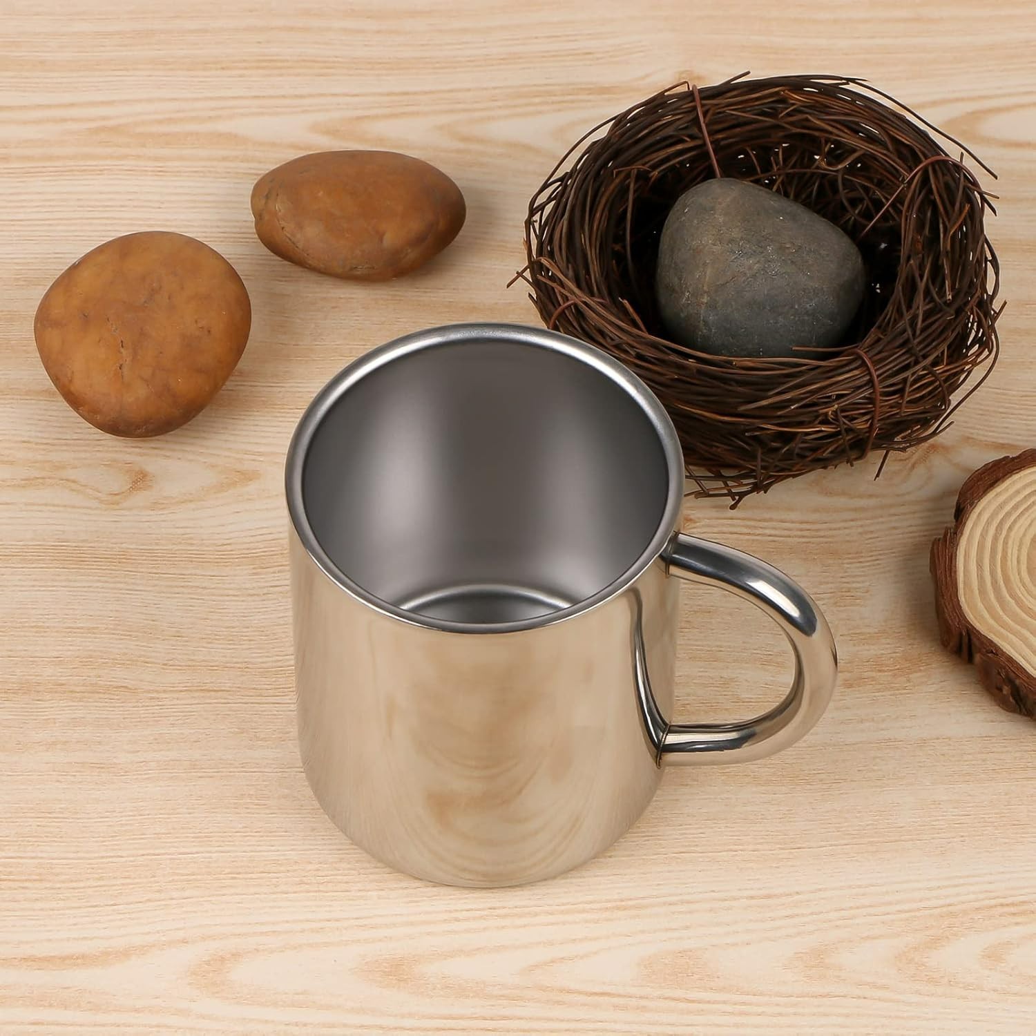 7Oz / 210Ml Mug, Double Walled Coffee Mug with Handle, Stainless Steel Shatterpr
